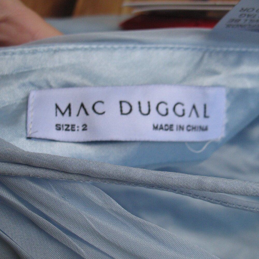 NWT Mac Duggal 67911 Ruffled Tiered Cut Out Chiffon Gown Dress Blue 2 - Picture 13 of 15